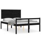 Giroletto con Testiera Nero 4FT Small Double in Legno Massello Giroletto con Testiera Nero 4FT Small Double in Legno Massello