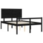 Giroletto con Testiera Nero 4FT Small Double in Legno Massello Giroletto con Testiera Nero 4FT Small Double in Legno Massello