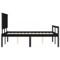 Giroletto con Testiera Nero 4FT Small Double in Legno Massello Giroletto con Testiera Nero 4FT Small Double in Legno Massello