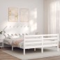 Giroletto con Testiera Bianco 140x200 cm in Legno Massello Giroletto con Testiera Bianco 140x200 cm in Legno Massello
