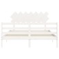 Giroletto con Testiera Bianco 140x200 cm in Legno Massello Giroletto con Testiera Bianco 140x200 cm in Legno Massello
