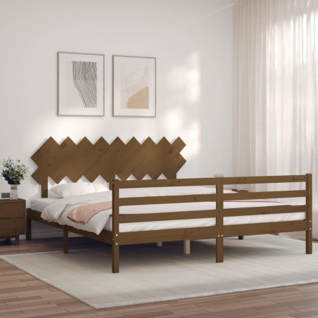 Giroletto con Testiera Miele 6FT Super King in Legno Massello