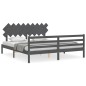 Giroletto con Testiera Grigio 6FT Super King in Legno Massello Giroletto con Testiera Grigio 6FT Super King in Legno Massello