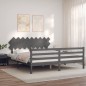 Giroletto con Testiera Grigio 6FT Super King in Legno Massello Giroletto con Testiera Grigio 6FT Super King in Legno Massello