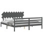 Giroletto con Testiera Grigio 6FT Super King in Legno Massello Giroletto con Testiera Grigio 6FT Super King in Legno Massello