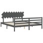 Giroletto con Testiera Grigio 6FT Super King in Legno Massello Giroletto con Testiera Grigio 6FT Super King in Legno Massello