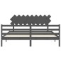 Giroletto con Testiera Grigio 6FT Super King in Legno Massello Giroletto con Testiera Grigio 6FT Super King in Legno Massello