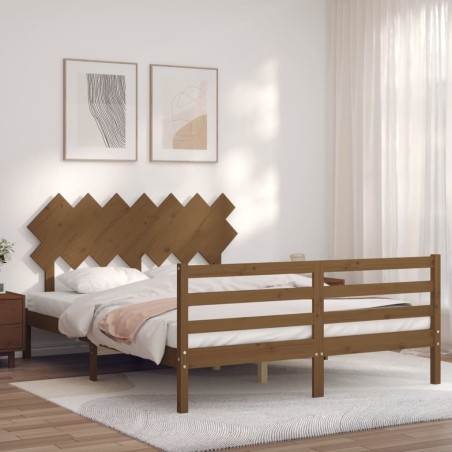 Giroletto con Testiera Miele 5FT King Size in Legno Massello