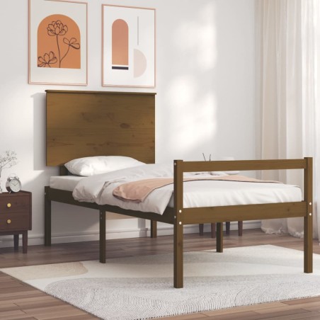 Giroletto con Testiera Miele 90x200 cm in Legno Massello
