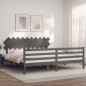 Giroletto con Testiera Grigio 200x200 cm in Legno Massello Giroletto con Testiera Grigio 200x200 cm in Legno Massello