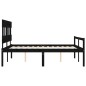 Giroletto con Testiera Nero 160x200 cm Legno Massello Giroletto con Testiera Nero 160x200 cm Legno Massello