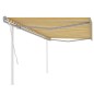 Tenda da Sole Retrattile Manuale con Pali 5x3,5 m Gialla Bianca Tenda da Sole Retrattile Manuale con Pali 5x3,5 m Gialla Bianca