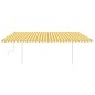 Tenda da Sole Retrattile Manuale con Pali 5x3,5 m Gialla Bianca Tenda da Sole Retrattile Manuale con Pali 5x3,5 m Gialla Bianca