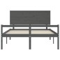Giroletto con Testiera Grigio 160x200 cm Legno Massello