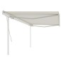 Tenda da Sole Retrattile Manuale con Pali 5x3,5 m Crema Tenda da Sole Retrattile Manuale con Pali 5x3,5 m Crema