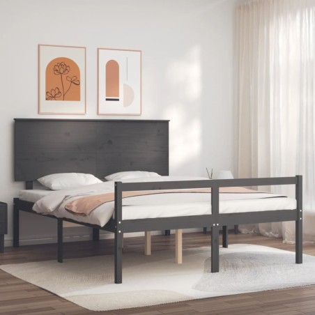 Giroletto con Testiera Grigio 5FT King in Legno Massello