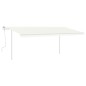 Tenda da Sole Retrattile Manuale con Pali 5x3,5 m Crema Tenda da Sole Retrattile Manuale con Pali 5x3,5 m Crema
