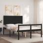 Giroletto con Testiera Nero 140x190 cm in Legno Massello