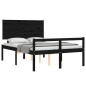 Giroletto con Testiera Nero 140x190 cm in Legno Massello