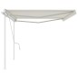 Tenda da Sole Retrattile Manuale con Pali 5x3,5 m Crema Tenda da Sole Retrattile Manuale con Pali 5x3,5 m Crema