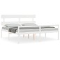 vidaXL Letto per Anziani con Testiera Bianco Super King Legno Massello vidaXL Letto per Anziani con Testiera Bianco Super King Legno Massello