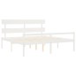 vidaXL Letto per Anziani con Testiera Bianco Super King Legno Massello vidaXL Letto per Anziani con Testiera Bianco Super King Legno Massello
