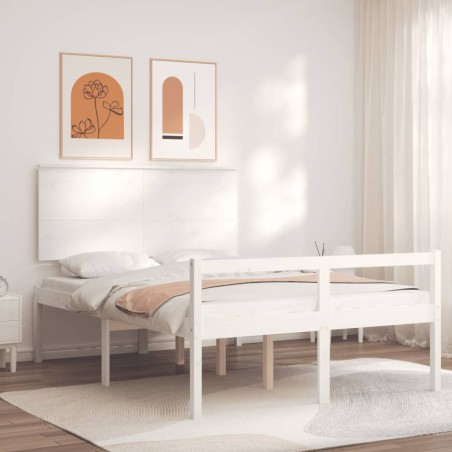 Giroletto con Testiera Bianco 120x200 cm in Legno Massello