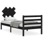 Giroletto con Testiera Nero 2FT6 Small Single in Legno Massello Giroletto con Testiera Nero 2FT6 Small Single in Legno Massello