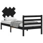 Giroletto con Testiera Nero 2FT6 Small Single in Legno Massello Giroletto con Testiera Nero 2FT6 Small Single in Legno Massello