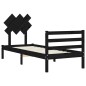 Giroletto con Testiera Nero 2FT6 Small Single in Legno Massello Giroletto con Testiera Nero 2FT6 Small Single in Legno Massello