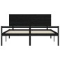Giroletto con Testiera Nero 200x200 cm in Legno Massello Giroletto con Testiera Nero 200x200 cm in Legno Massello
