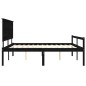 Giroletto con Testiera Nero 200x200 cm in Legno Massello Giroletto con Testiera Nero 200x200 cm in Legno Massello