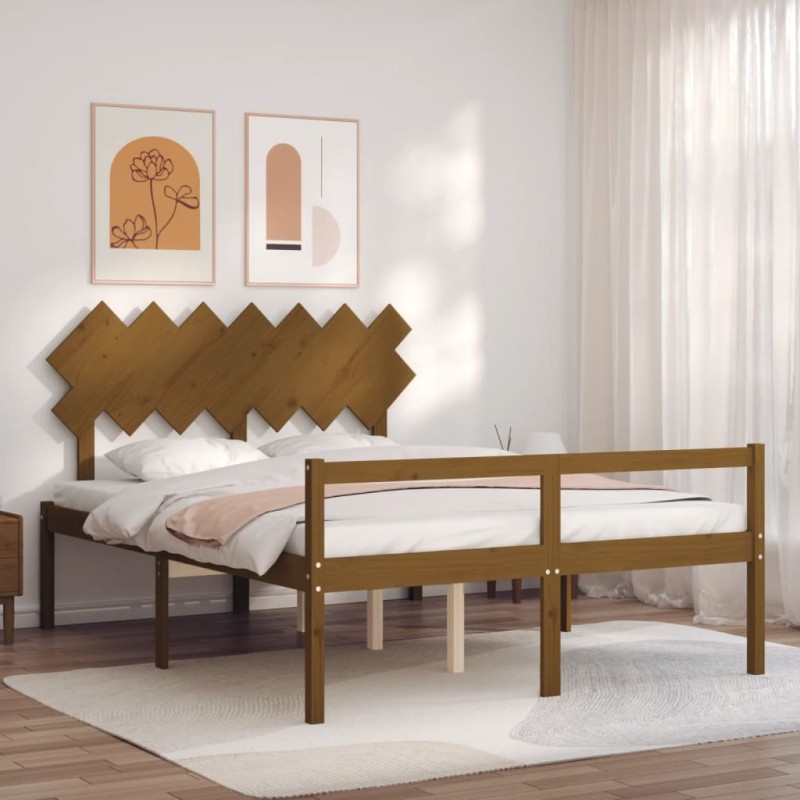 Giroletto con Testiera Miele 140x190 cm in Legno Massello Giroletto con Testiera Miele 140x190 cm in Legno Massello