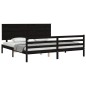 Giroletto con Testiera Nero 6FT Super King in Legno Massello Giroletto con Testiera Nero 6FT Super King in Legno Massello