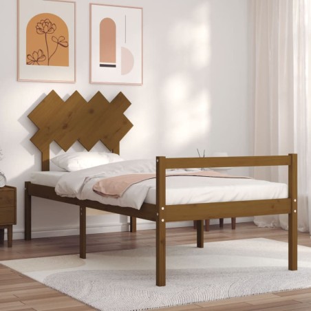 Giroletto con Testiera Miele 90x200 cm in Legno Massello