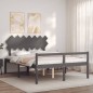Giroletto con Testiera Grigio 140x190 cm in Legno Massello Giroletto con Testiera Grigio 140x190 cm in Legno Massello