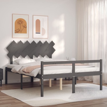 Giroletto con Testiera Grigio 5FT King in Legno Massello