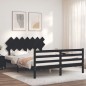 Giroletto con Testiera Nero 140x200 cm in Legno Massello Giroletto con Testiera Nero 140x200 cm in Legno Massello