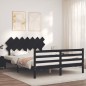 Giroletto con Testiera Nero 140x190 cm in Legno Massello