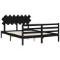 Giroletto con Testiera Nero 140x190 cm in Legno Massello