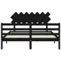 Giroletto con Testiera Nero 140x190 cm in Legno Massello