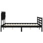 Giroletto con Testiera Nero 140x190 cm in Legno Massello