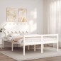 Giroletto con Testiera Bianco 140x190 cm in Legno Massello Giroletto con Testiera Bianco 140x190 cm in Legno Massello