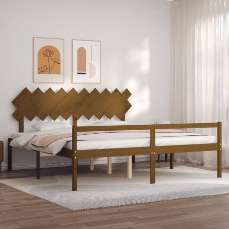 Giroletto con Testiera Miele 200x200 cm in Legno Massello