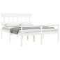 Giroletto con Testiera Bianco 5FT King in Legno Massello Giroletto con Testiera Bianco 5FT King in Legno Massello