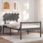 Giroletto con Testiera Grigio 100x200 cm in Legno Massello