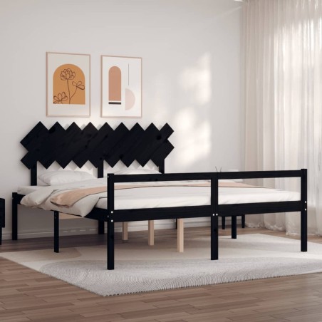 Giroletto con Testiera Nero 6FT Super King in Legno Massello
