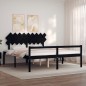 Giroletto con Testiera Nero 6FT Super King in Legno Massello Giroletto con Testiera Nero 6FT Super King in Legno Massello
