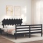 Giroletto con Testiera Nero 160x200 cm Legno Massello Giroletto con Testiera Nero 160x200 cm Legno Massello