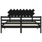 Giroletto con Testiera Nero 160x200 cm Legno Massello Giroletto con Testiera Nero 160x200 cm Legno Massello